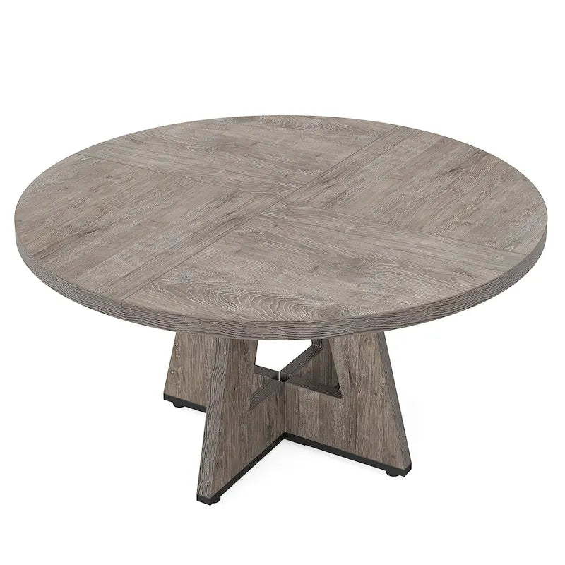 Mesa de jantar redonda de 47 polegadas para 4 pessoas, mesa de jantar rústica de madeira para cozinha, sala de jantar e sala de estar