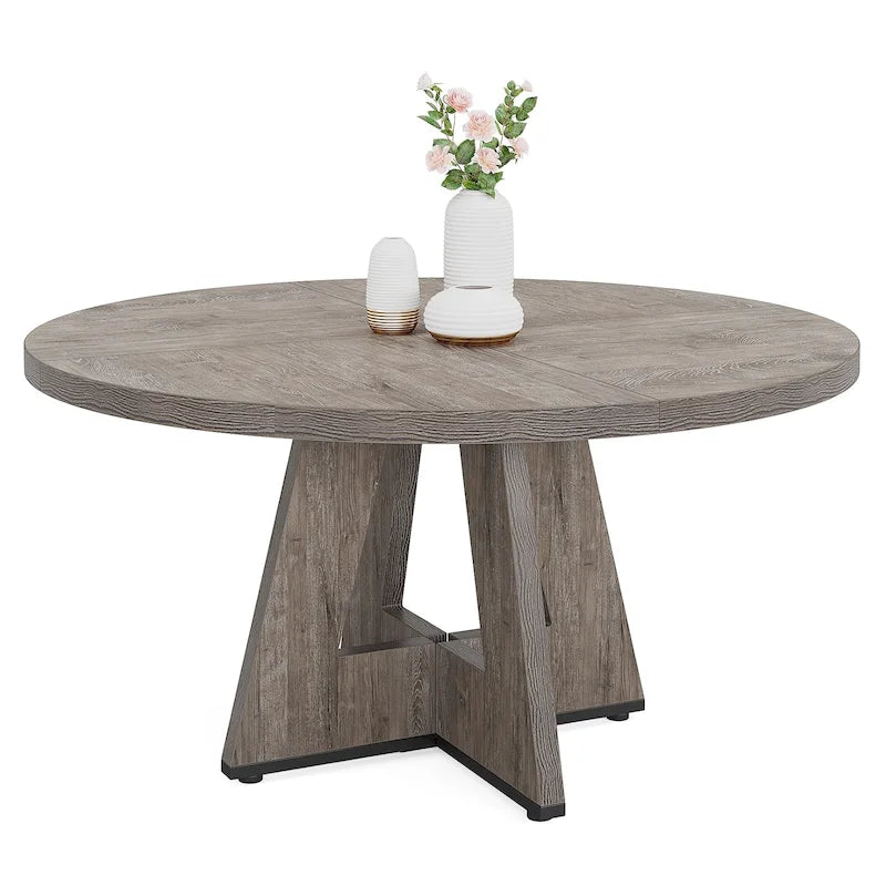 Mesa de jantar redonda de 47 polegadas para 4 pessoas, mesa de jantar rústica de madeira para cozinha, sala de jantar e sala de estar