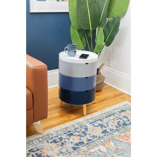 Tray Top End Table with 3 Hidden Storage Bins