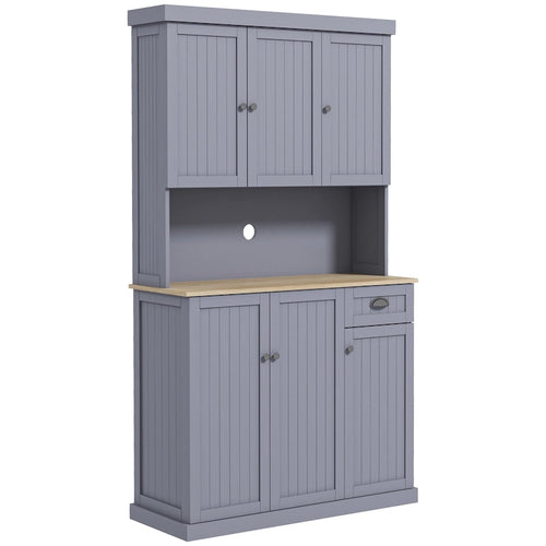 Dispensa da cucina in stile rustico da 71 pollici con alzata e piano per microonde