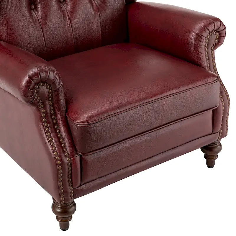 Sessel mit hoher Rückenlehne im Wingback-Stil, Kunstlederbezug und Beinen aus Massivholz