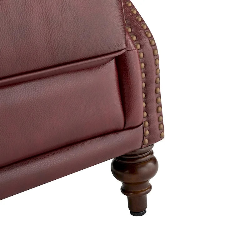 Sessel mit hoher Rückenlehne im Wingback-Stil, Kunstlederbezug und Beinen aus Massivholz