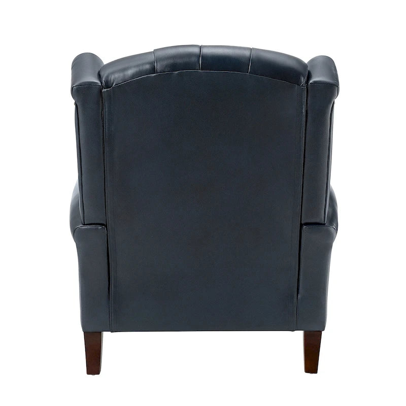Sessel mit hoher Rückenlehne im Wingback-Stil, Kunstlederbezug und Beinen aus Massivholz