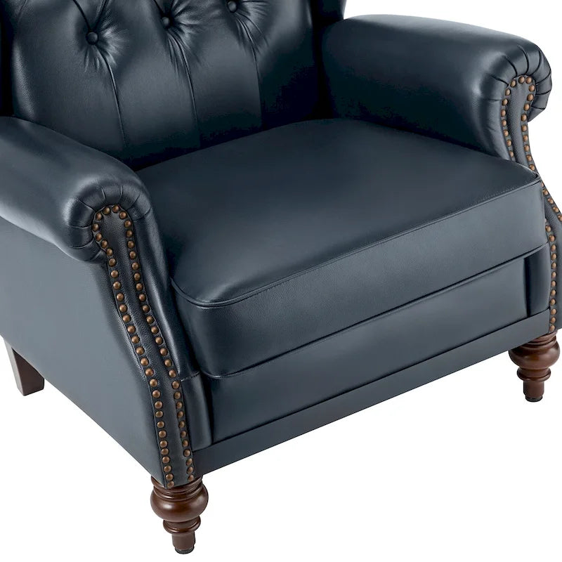 Sessel mit hoher Rückenlehne im Wingback-Stil, Kunstlederbezug und Beinen aus Massivholz