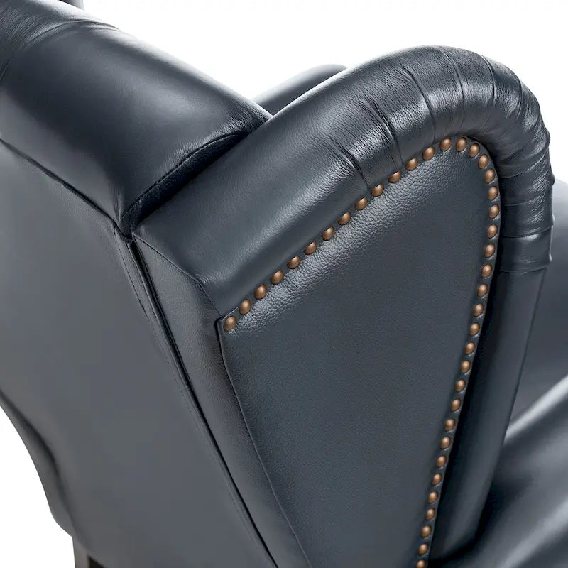 Sessel mit hoher Rückenlehne im Wingback-Stil, Kunstlederbezug und Beinen aus Massivholz