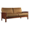 Mission-Style 3-Seater Sofa with Solid Wood Frame and Cushioned Back