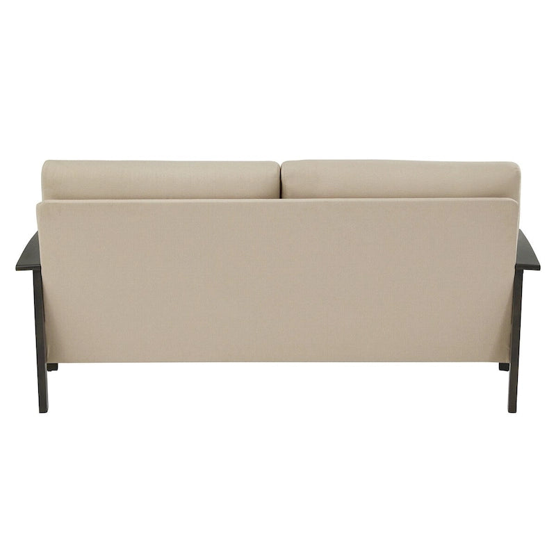 Mission-Style 3-Seater Sofa with Solid Wood Frame and Cushioned Back