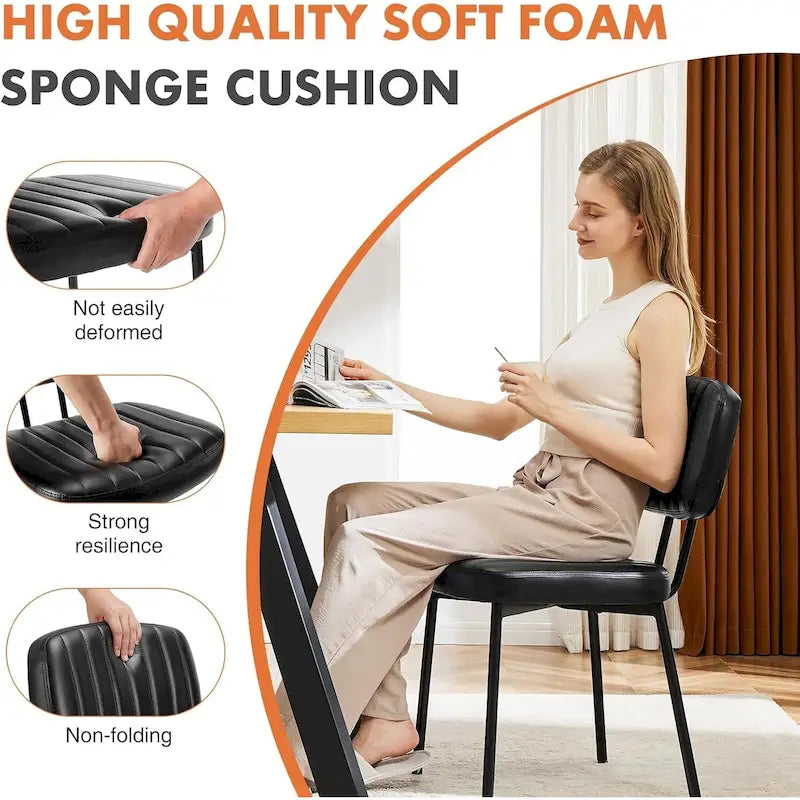 Dining Chairs Set of 2, Upholstered Faux Leathe Kitchen Dining Room Accent Chairs for Kitchen, Living Room