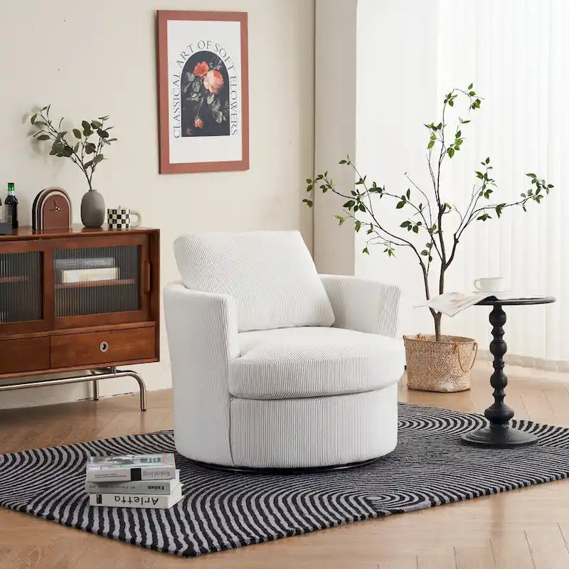 Sillón decorativo giratorio moderno de pana, juego de 1