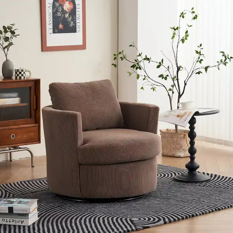 Sillón decorativo giratorio moderno de pana, juego de 1