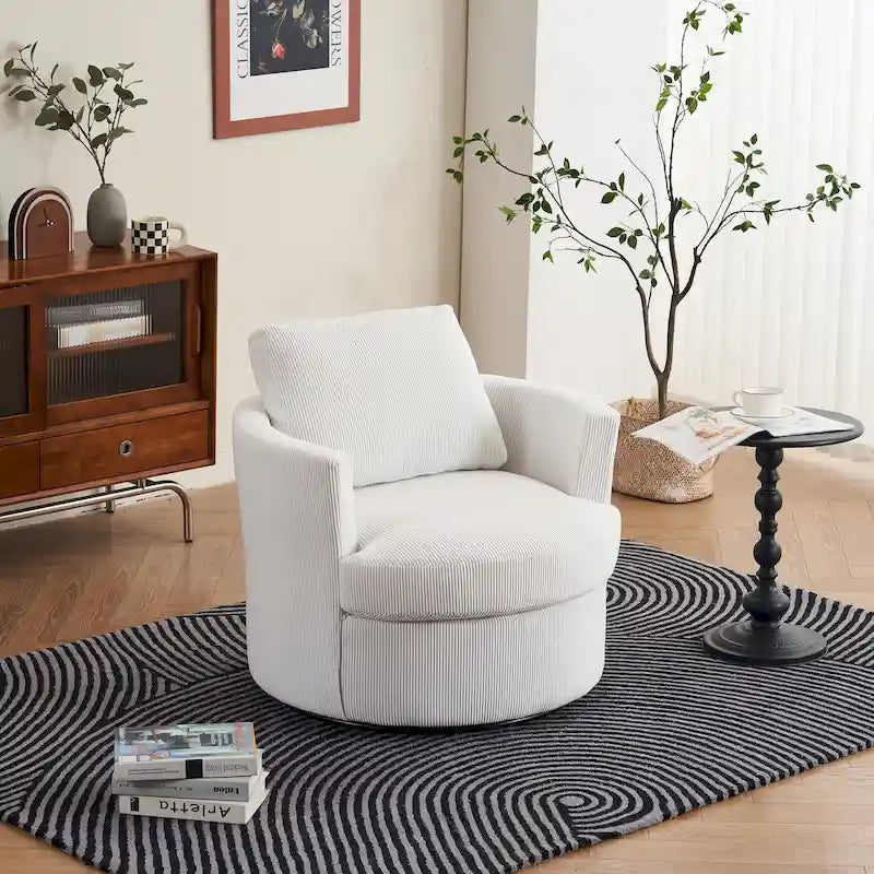 Sillón decorativo giratorio moderno de pana, juego de 1