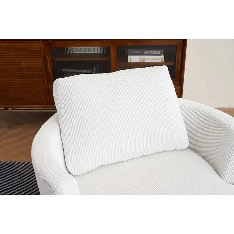 Moderner Dreh-Akzentsessel in Fassform aus Cord, 1er-Set