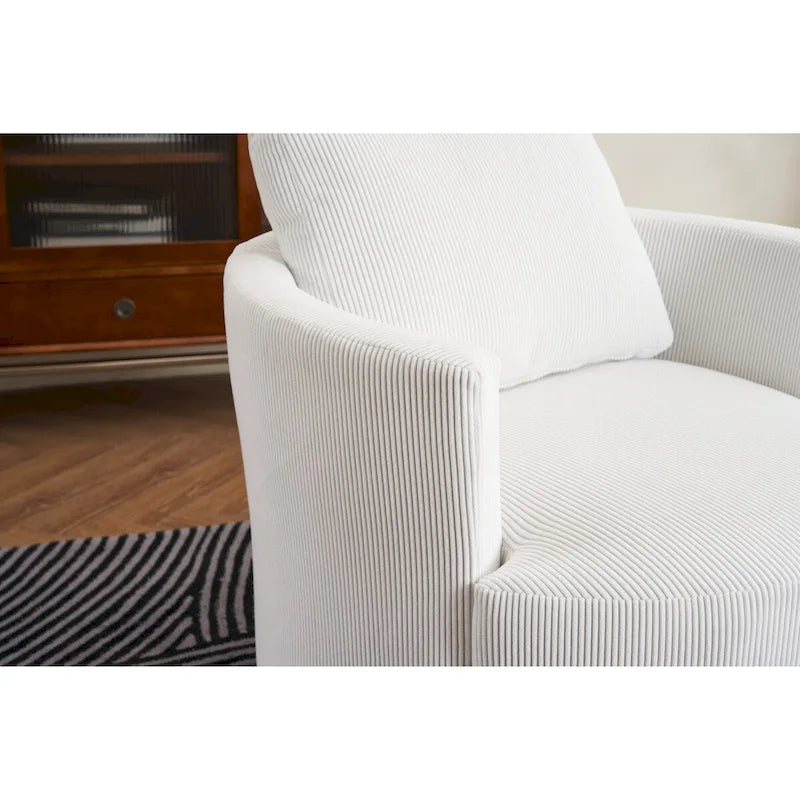 Moderner Dreh-Akzentsessel in Fassform aus Cord, 1er-Set
