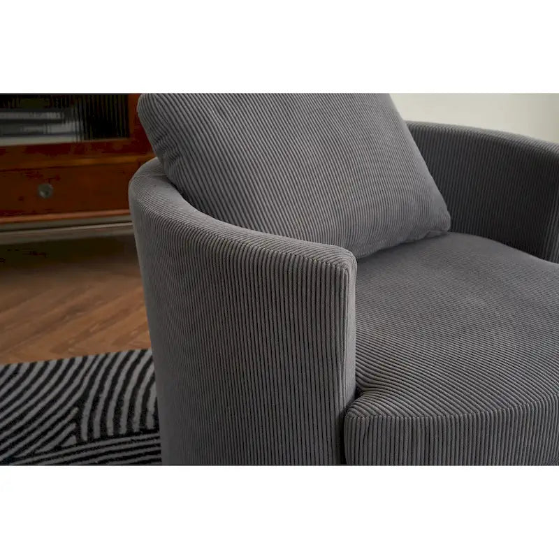 Moderner Dreh-Akzentsessel in Fassform aus Cord, 1er-Set