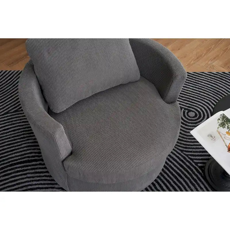 Moderner Dreh-Akzentsessel in Fassform aus Cord, 1er-Set