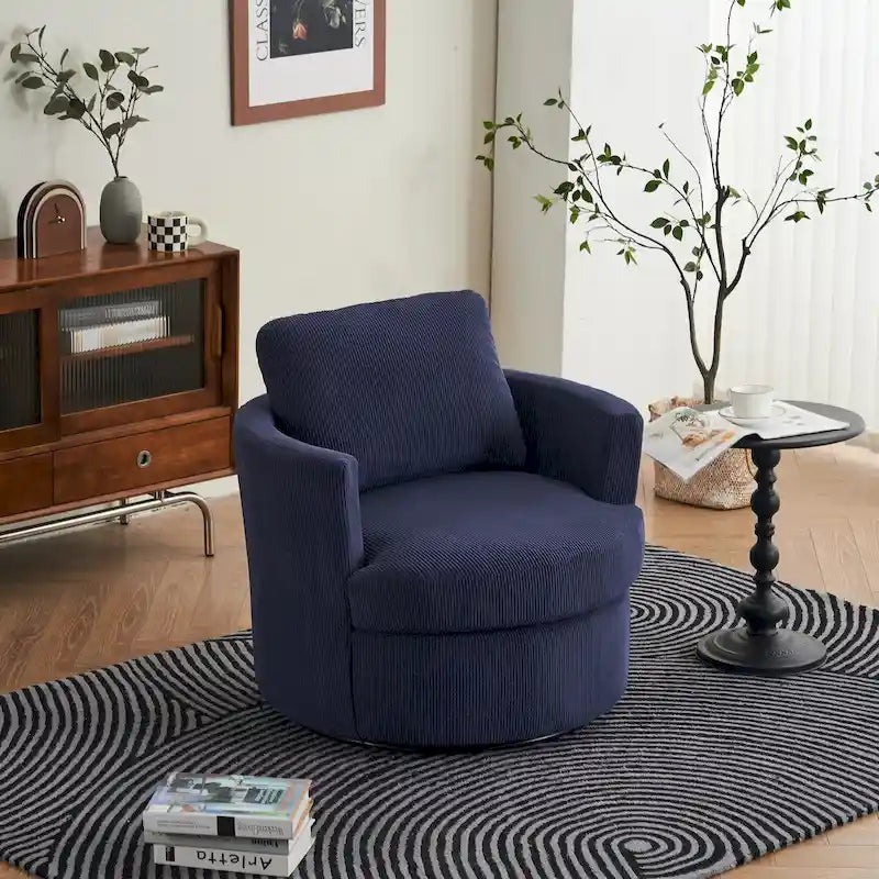Moderner Dreh-Akzentsessel in Fassform aus Cord, 1er-Set