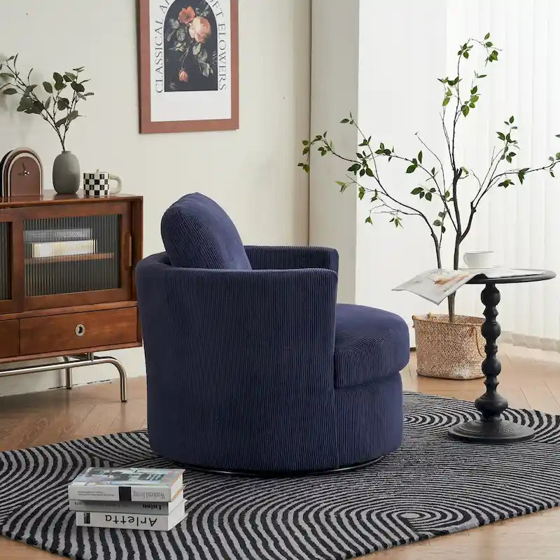 Moderner Dreh-Akzentsessel in Fassform aus Cord, 1er-Set