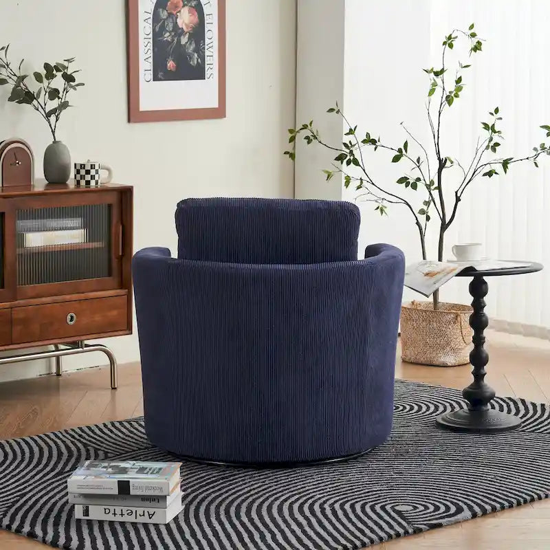 Moderner Dreh-Akzentsessel in Fassform aus Cord, 1er-Set