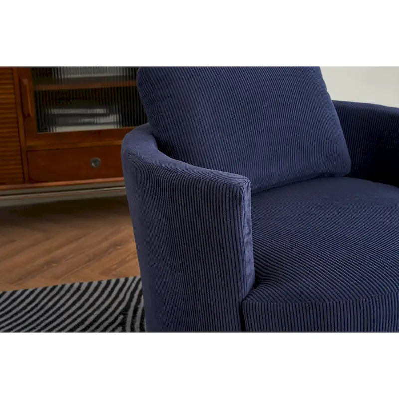 Moderner Dreh-Akzentsessel in Fassform aus Cord, 1er-Set