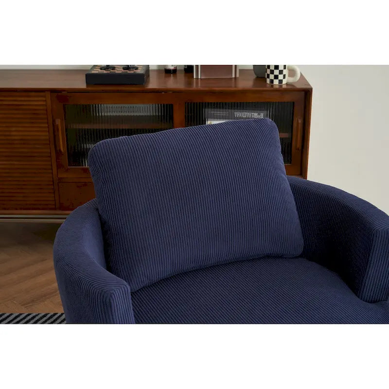 Moderner Dreh-Akzentsessel in Fassform aus Cord, 1er-Set