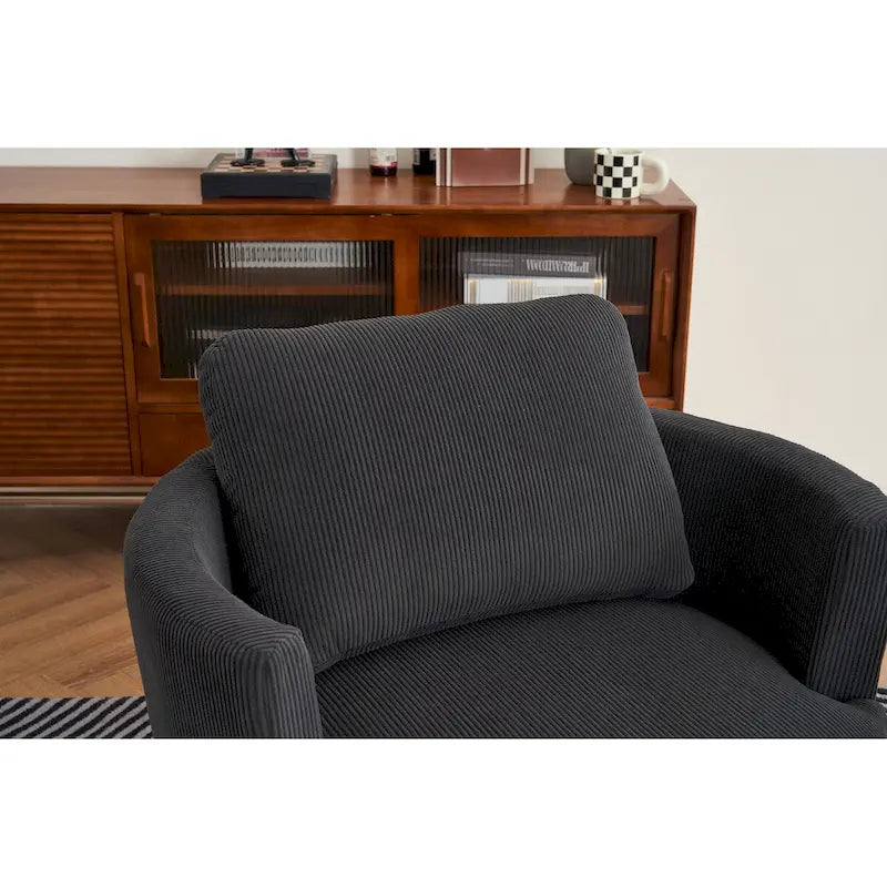 Moderner Dreh-Akzentsessel in Fassform aus Cord, 1er-Set