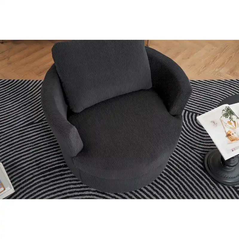 Moderner Dreh-Akzentsessel in Fassform aus Cord, 1er-Set