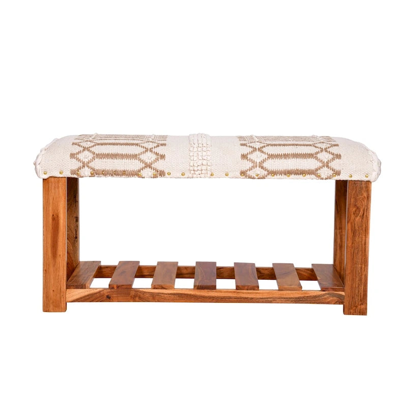 Panca contenitore imbottita per ingresso e camera da letto, con 1 ripiano - 18 H x 34 W x 12 D