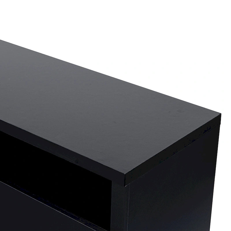 Meuble TV cheminée électrique RGB noir moderne de 68, console pour téléviseurs jusqu’à 72 pouces