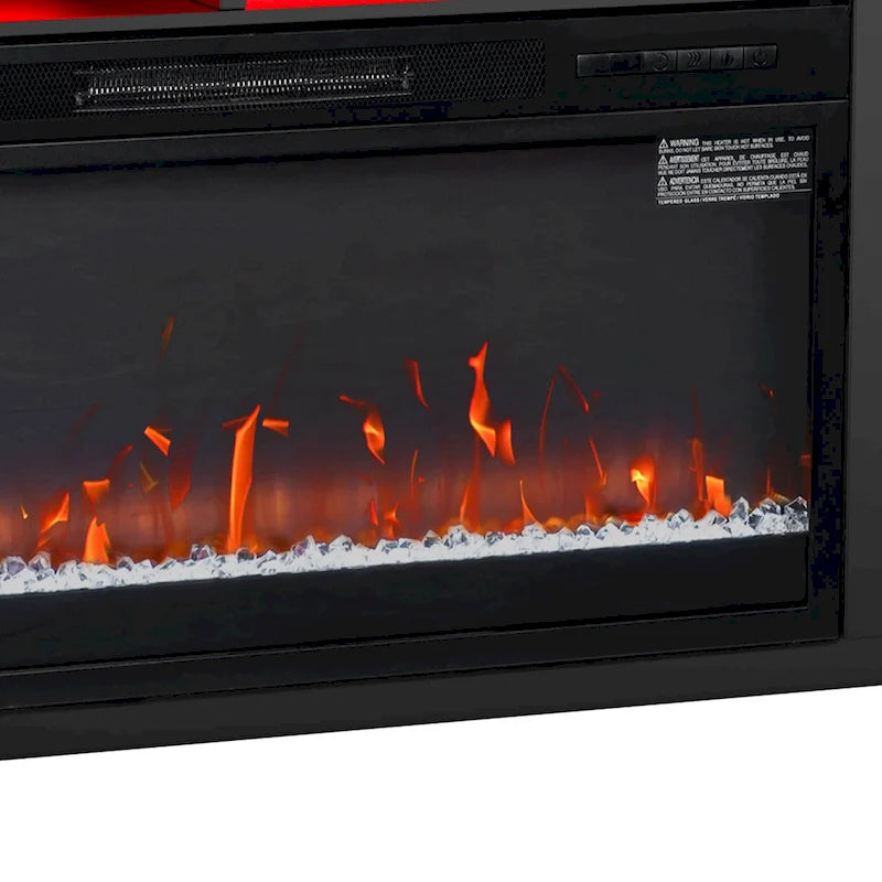 Meuble TV cheminée électrique RGB noir moderne de 68, console pour téléviseurs jusqu’à 72 pouces