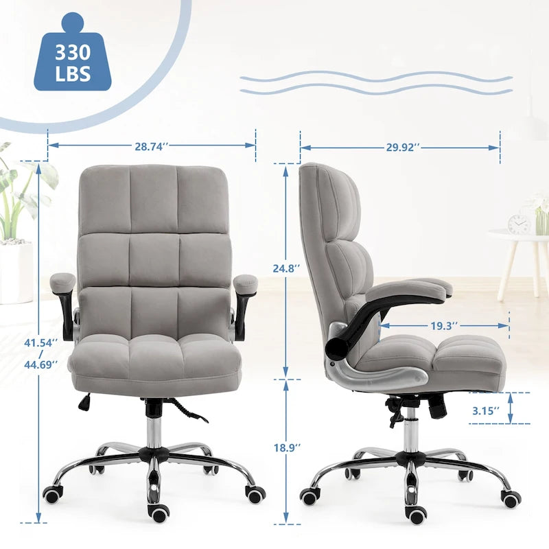 Velvet Ergonomic Office Chair with Lumbar Support and Adjustable Height