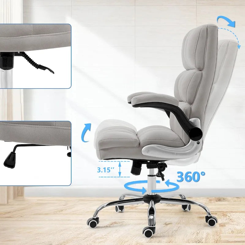 Velvet Ergonomic Office Chair with Lumbar Support and Adjustable Height