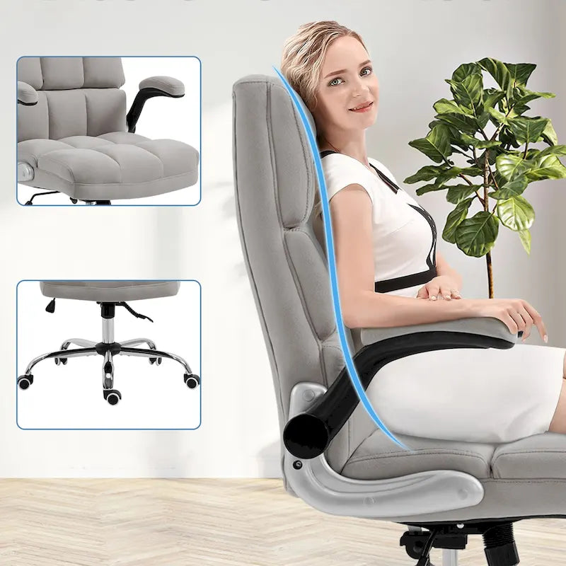 Velvet Ergonomic Office Chair with Lumbar Support and Adjustable Height