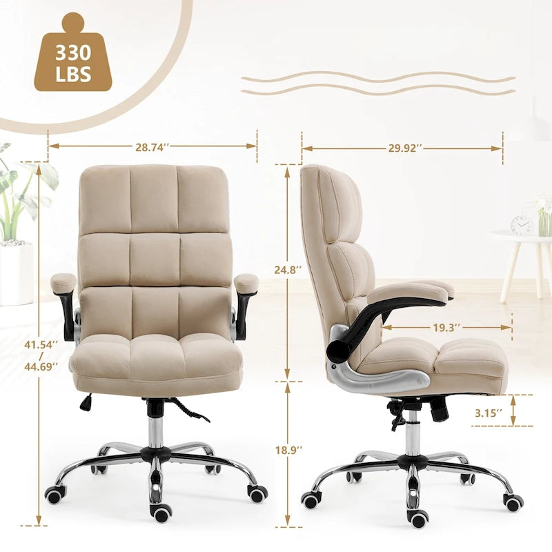 Velvet Ergonomic Office Chair with Lumbar Support and Adjustable Height