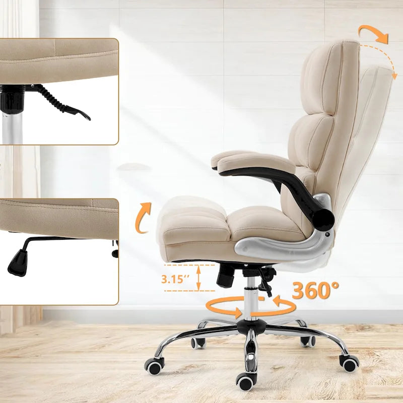 Velvet Ergonomic Office Chair with Lumbar Support and Adjustable Height