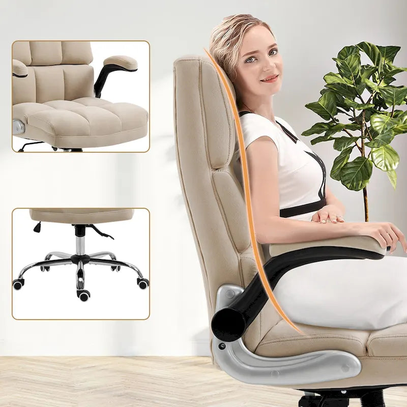 Velvet Ergonomic Office Chair with Lumbar Support and Adjustable Height