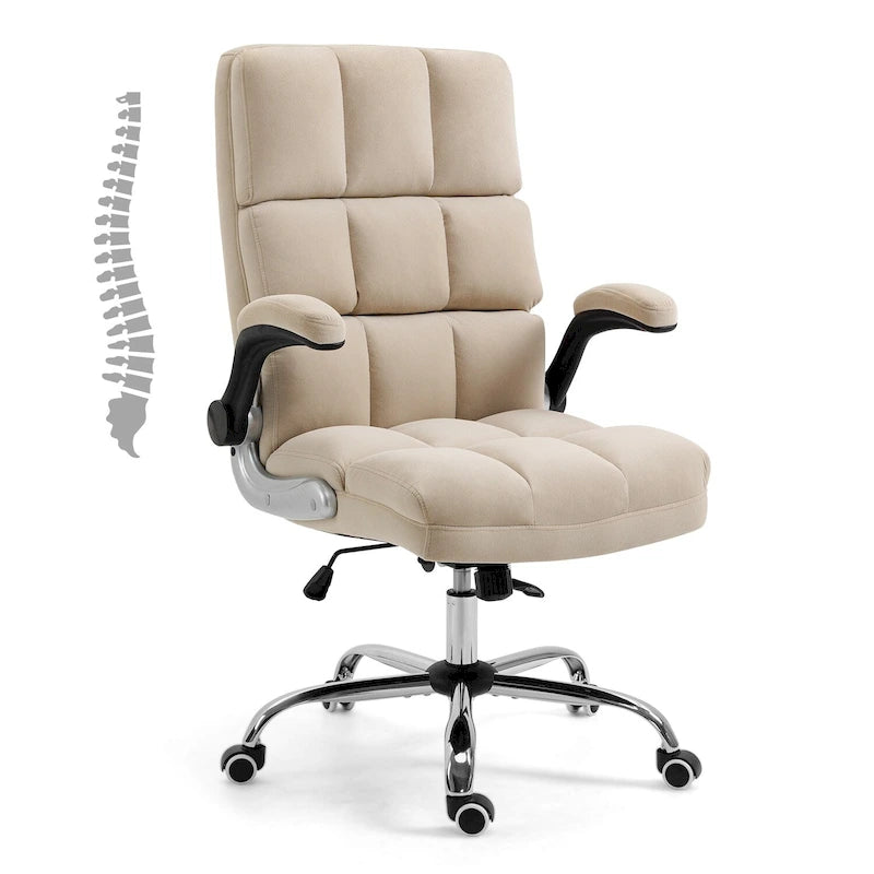 Velvet Ergonomic Office Chair with Lumbar Support and Adjustable Height