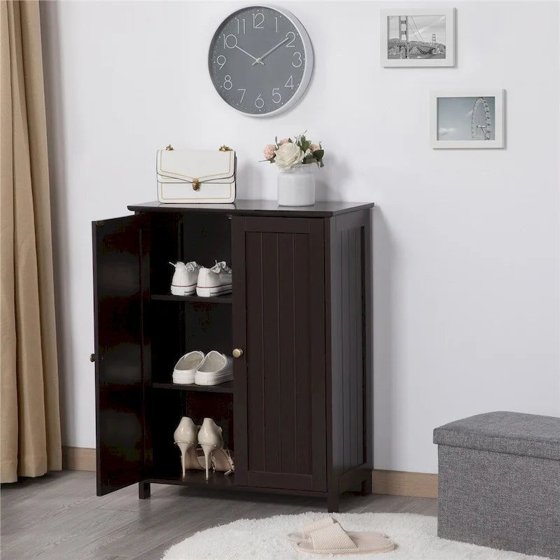 Gabinete de suelo minimalista con 2 puertas y 2 estantes ajustables