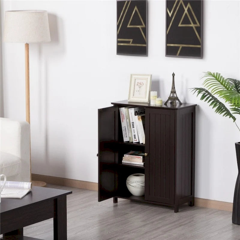 Gabinete de suelo minimalista con 2 puertas y 2 estantes ajustables
