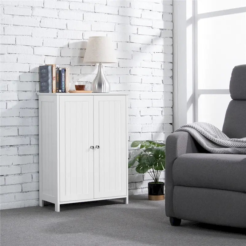 Minimalistischer Bodenschrank mit 2 Türen und 2 verstellbaren Regalböden