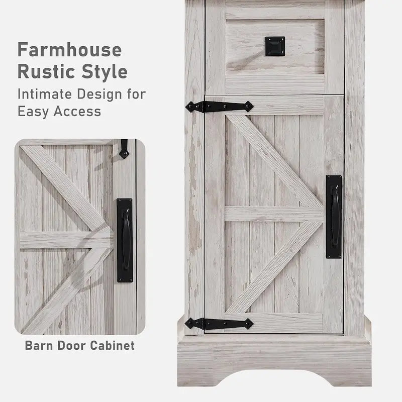 Armário de arrumação para casa de banho de estilo rústico, armário de arrumação, coluna alta para roupa de casa
