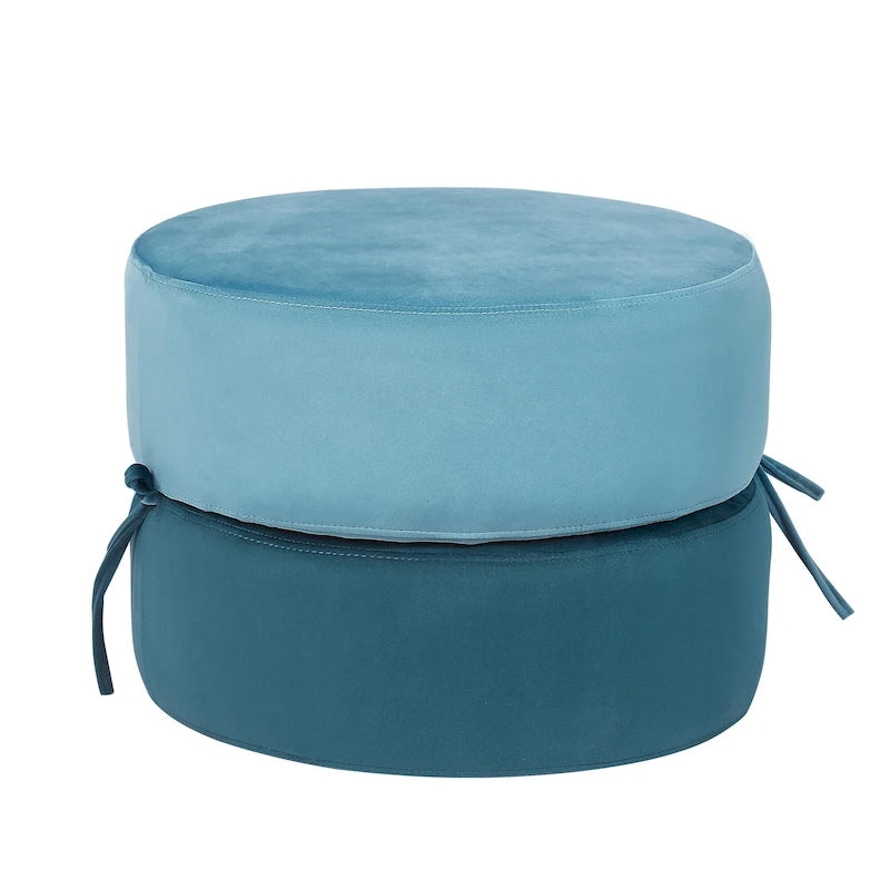 Pouf ottomano rotondo in velluto - doppio strato, convertibile