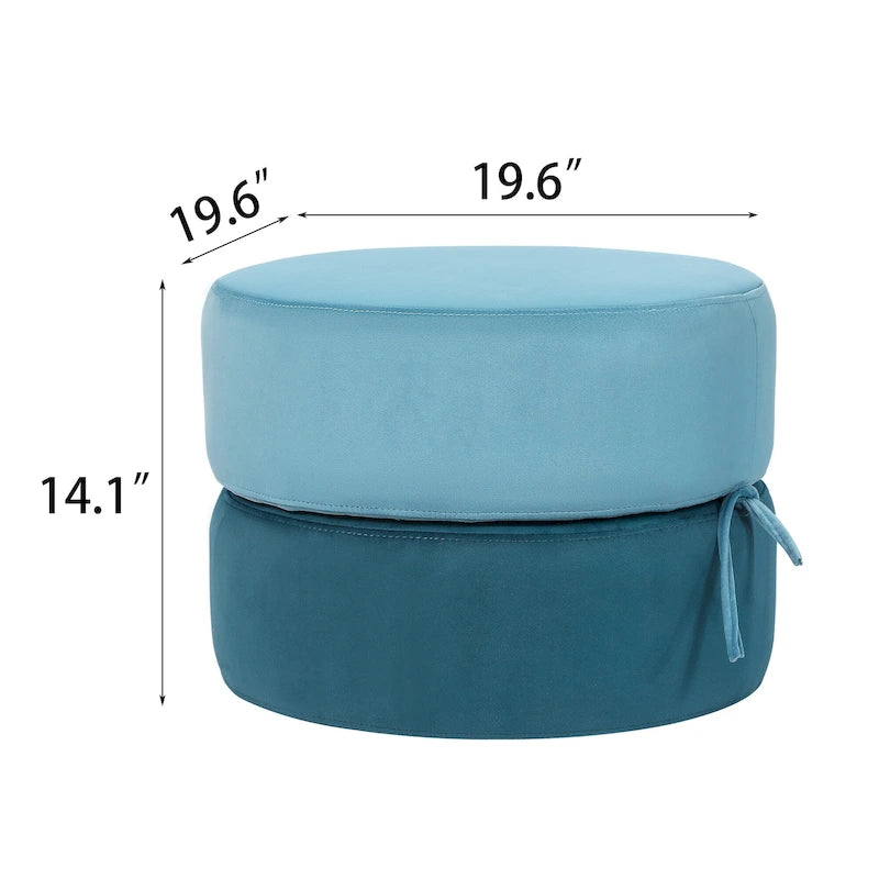 Pouf ottomano rotondo in velluto - doppio strato, convertibile