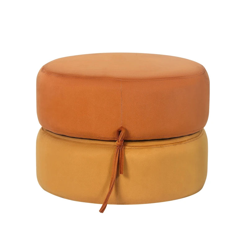 Pouf ottomano rotondo in velluto - doppio strato, convertibile