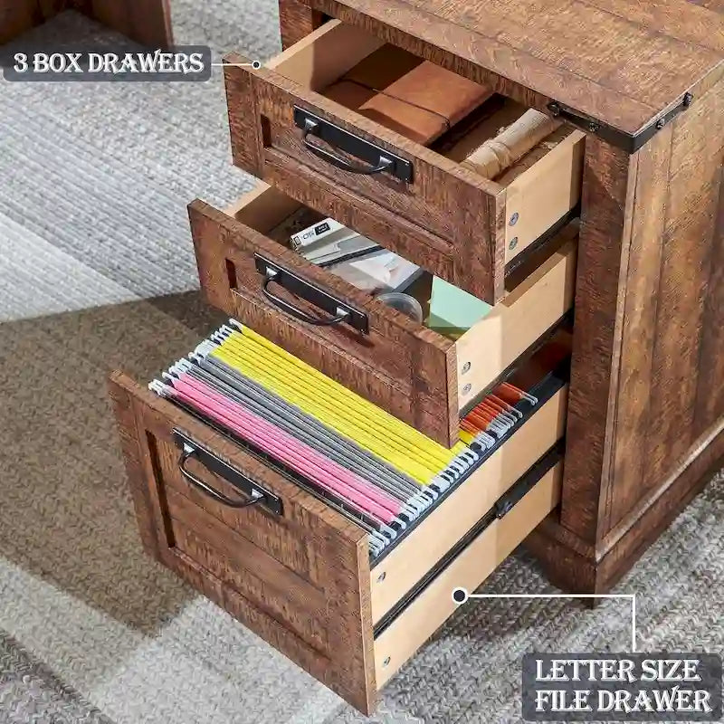 60 L-förmiger Chefschreibtisch im Landhausstil, Eckschreibtisch aus Holz, Computerschreibtisch