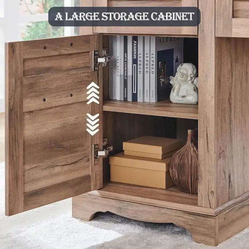 60 L-förmiger Chefschreibtisch im Landhausstil, Eckschreibtisch aus Holz, Computerschreibtisch
