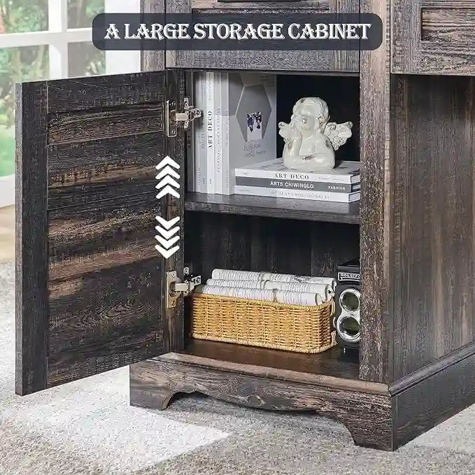 60 L-förmiger Chefschreibtisch im Landhausstil, Eckschreibtisch aus Holz, Computerschreibtisch